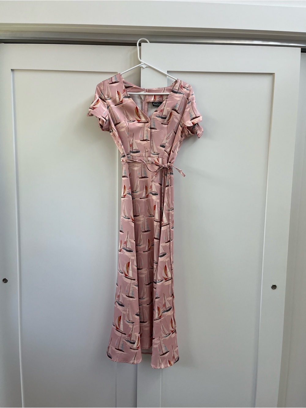Voodoo Vixen Pink Sailboat Wrap Maxi Dress